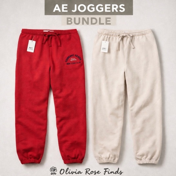 American Eagle Outfitters Pants - AE Joggers Bundle ❤️🤍 NWT Size Large | Cozy Set | Lounge/Y2K Athleisure